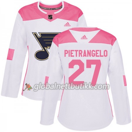 St. Louis Blues Hockeydrakt Alex Pietrangelo 27 2017-2018 Hvit Rosa Fashion Adidas Authentic - Dame